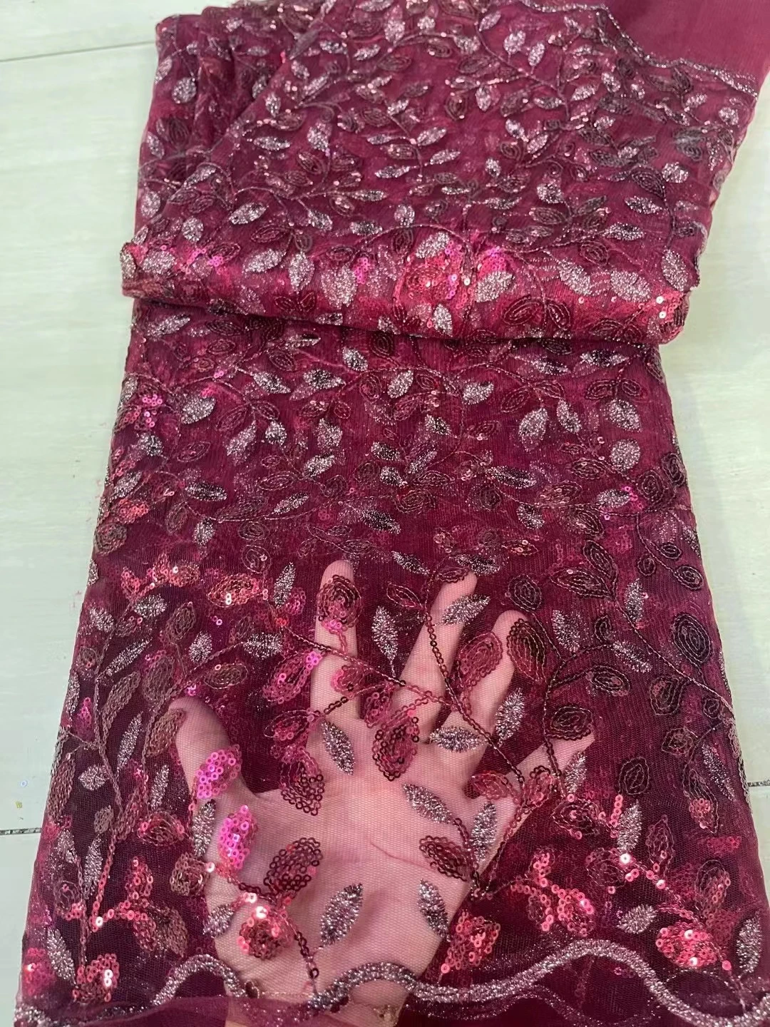 

Африканская вышивка, тюль, кружевная ткань, высота 2023, блестки, 5 ярдов для свадебного шитья JY126