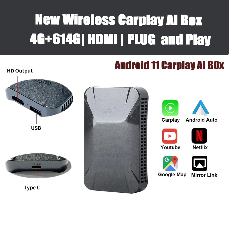 Carplay Android AI Box 4G + 64G Мультимедиа для автомобилей с OEM беспроводной Авто добавить 9 0