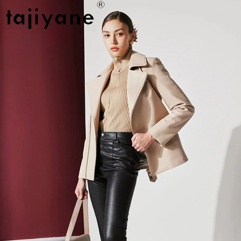 Женская кожаная куртка Tajiyane из натуральной овечьей кожи с узором Личи модные