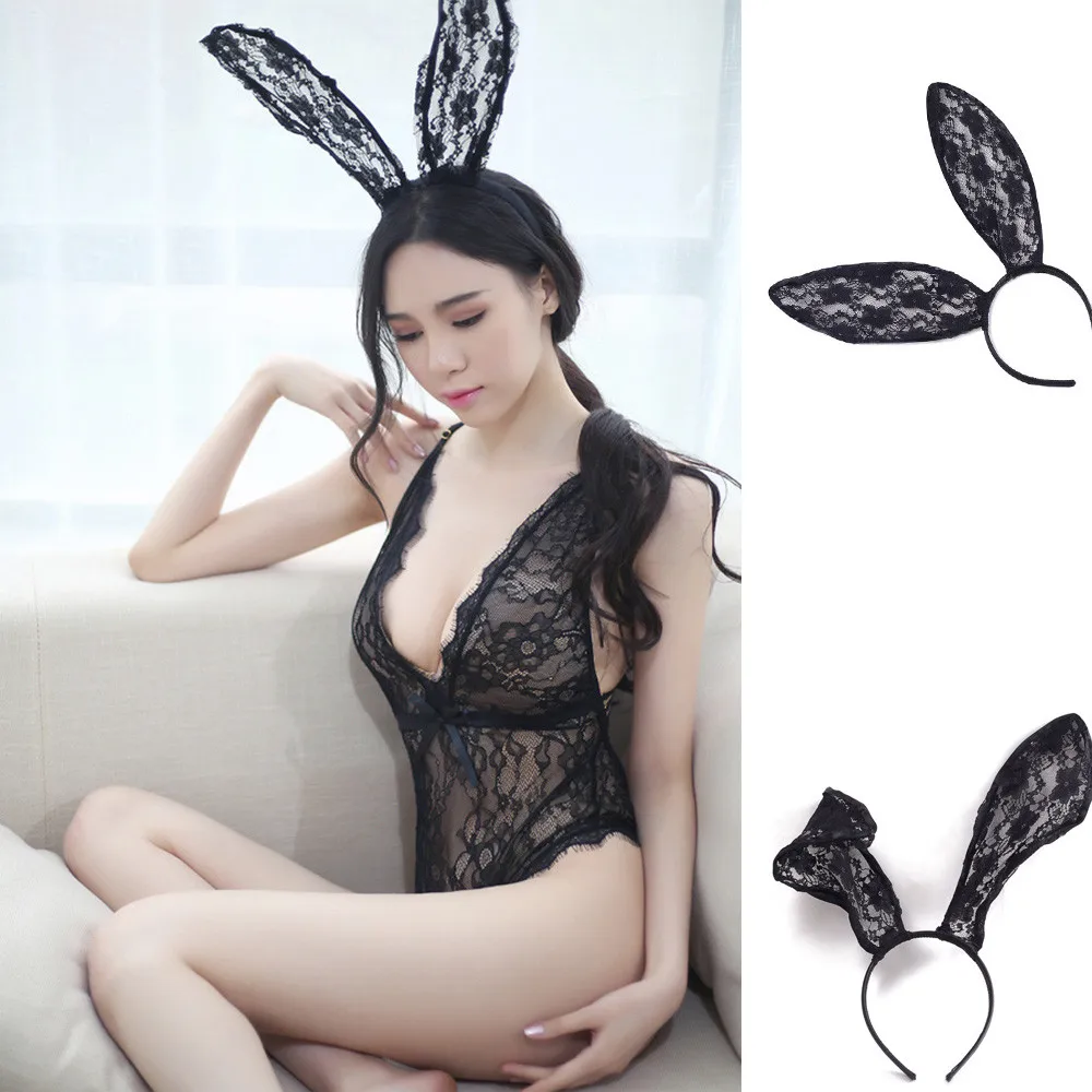 

Girl Lace Rabbit Bunny Hairbands Women Headwear Headband Lovely Cosplay Costume sexy hair Accessories Halloween Party Headwear