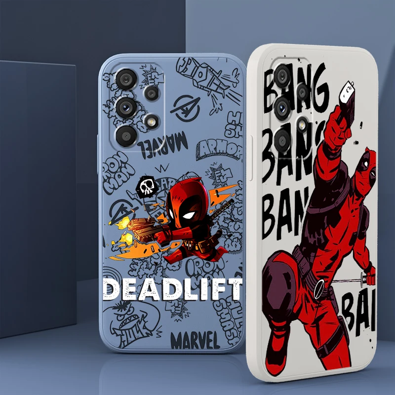 

Liquid Rope Phone Case For Samsung A73 A53 A33 A52 A32 A23 A22 A71 A51 A21S A03S A50 A30 5G Marvel Superhero Deadpool Cover Capa