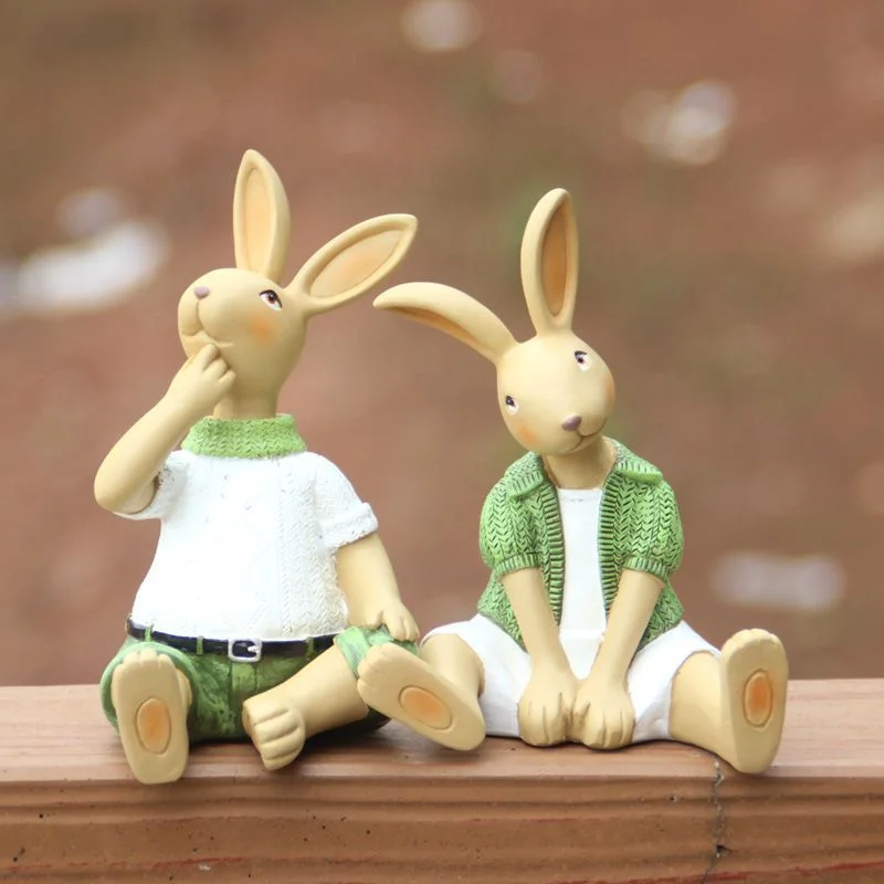 

Creative Rabbit Children's Room Decoration Cartoon Home Outdoor Decoration Simulation Animal Resin Crafts Pastoral Style Statues