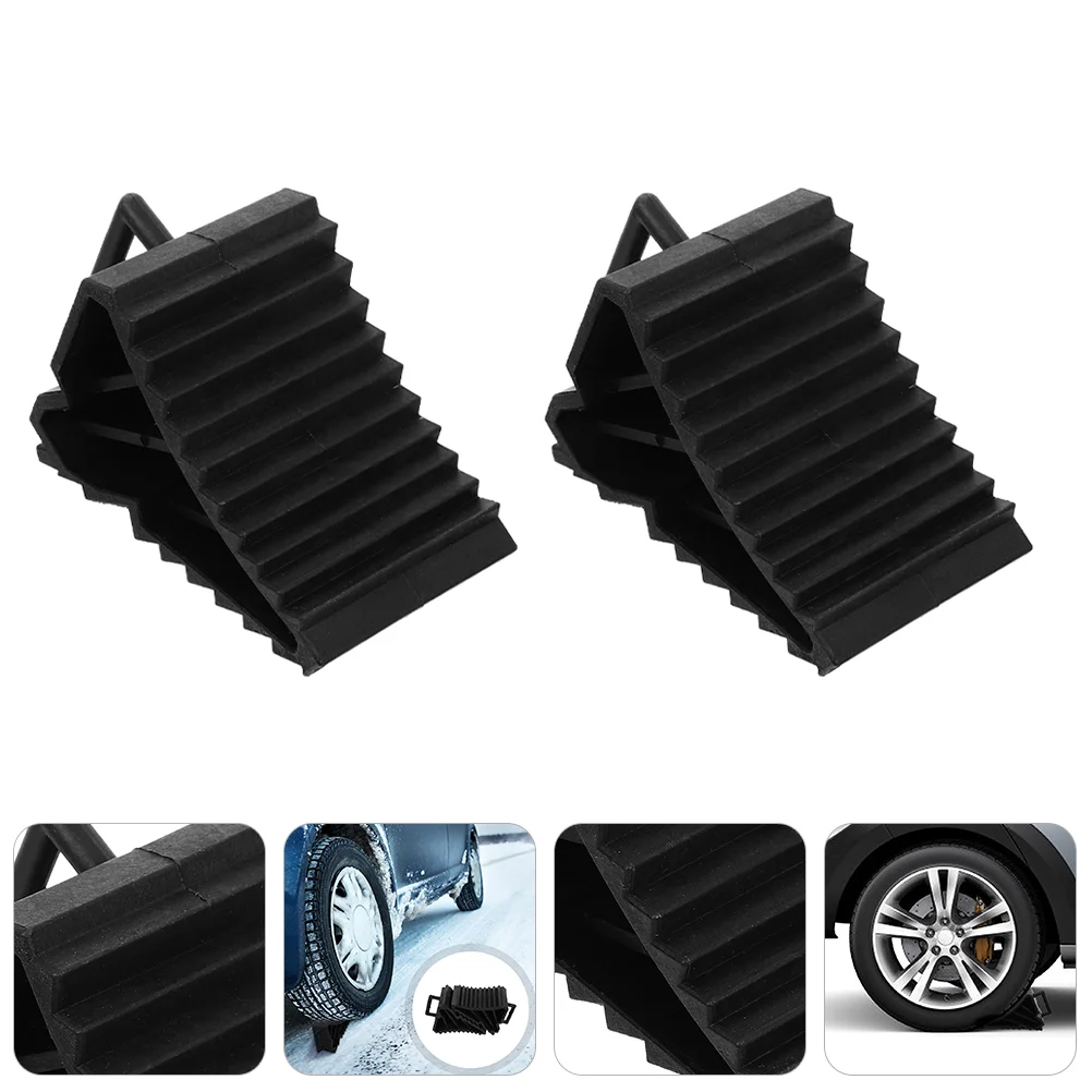 

2Pcs Heavy Duty Black Wheel Chocks Portable Car Wheel Blocks Wheel Tire Blocks