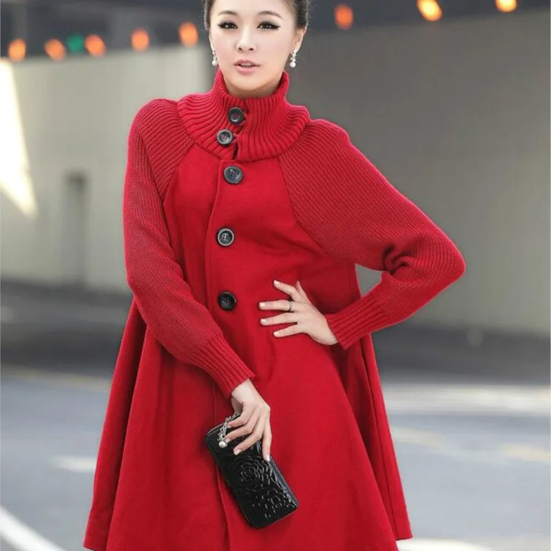 Размер 5XL длинная женская куртка пальто плащ ветровка свободное зимнее шерстяное