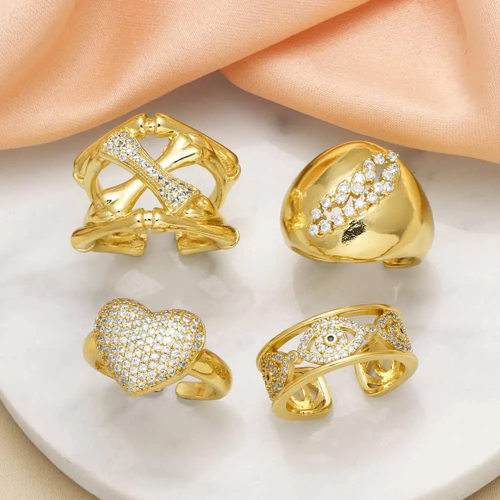 OCESRIO модные массивные кольца с белым кристаллом в форме сердца для женщин медное