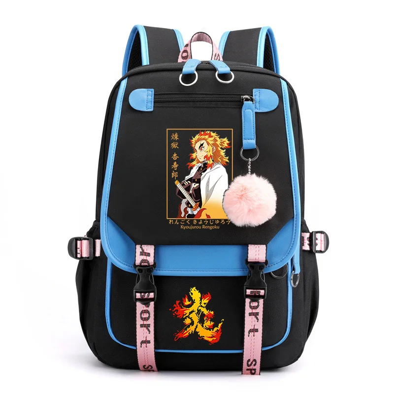 Горячий рюкзак Rengoku Kyoujurou Harajuku высококачественный с USB-потоком школьная сумка в