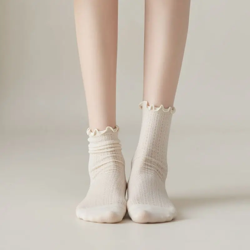 

Носки женские весенне-летние однотонные хлопковые удобные дышащие носки с ворсом женские тонкие чулки с краями