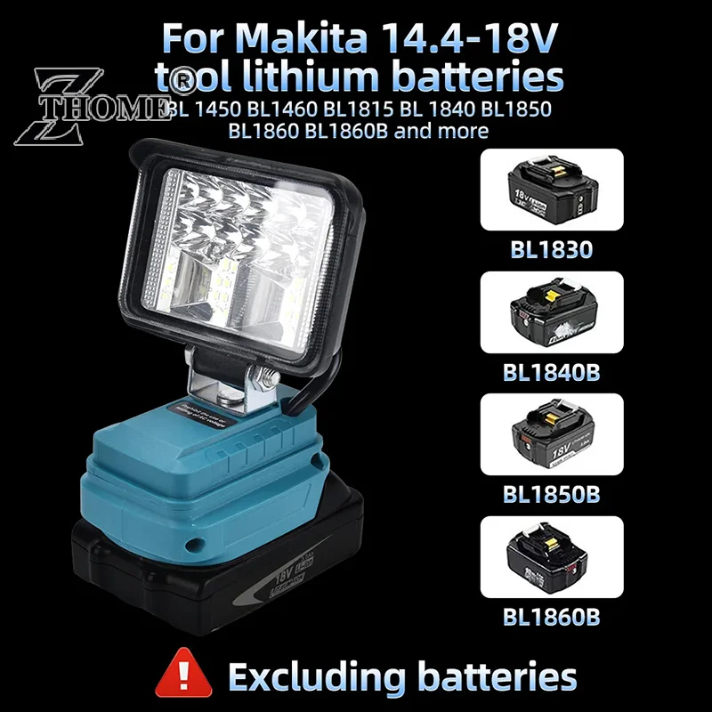 Литий-ионный аккумулятор для Makita 18 в фонарь рабочего освещения 3/4/6/8 дюймов