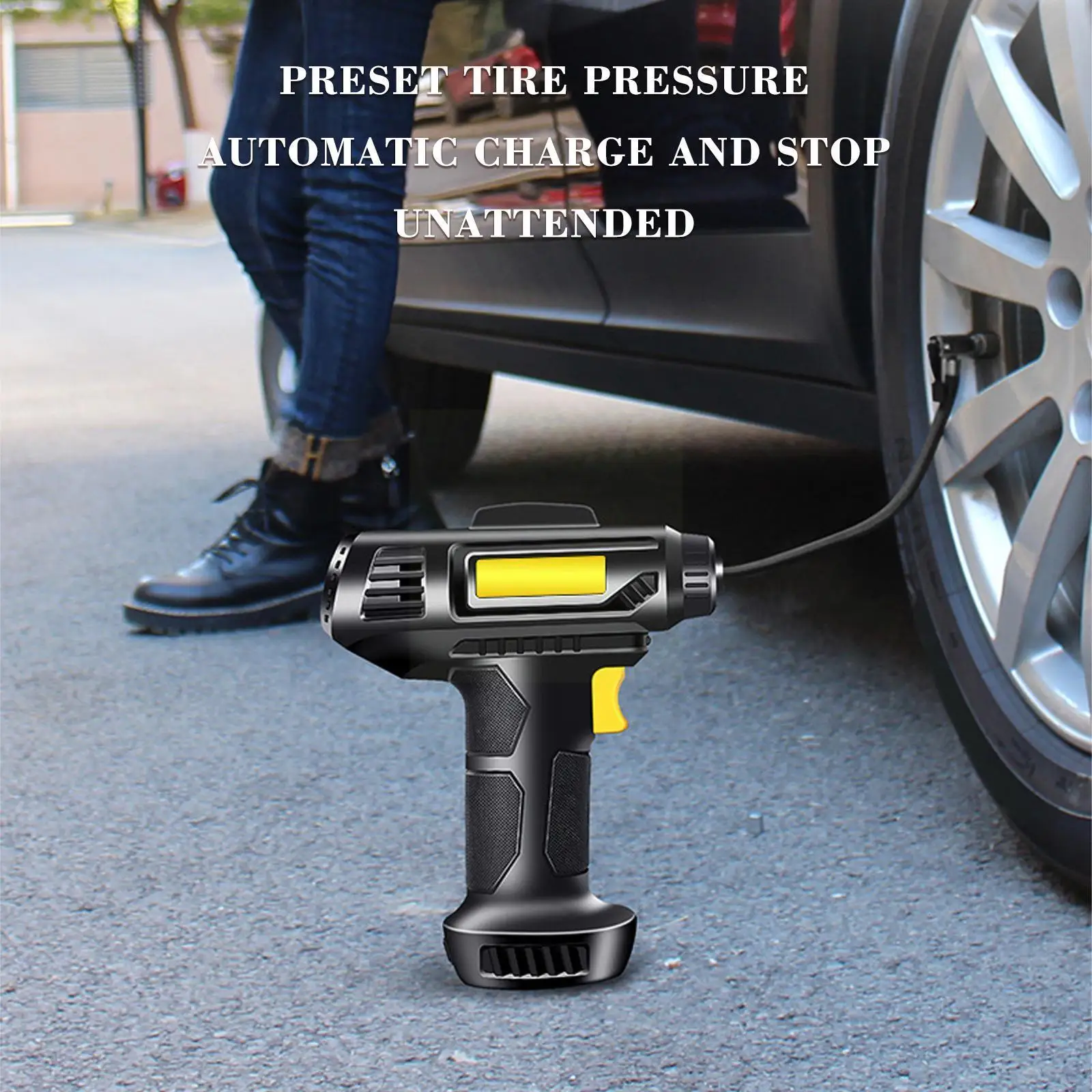 

120w Car Rechargeable Cordless Air Pump Car Air Pump Pump Compressor Inflatable Tire Tire Auto Car Air Electric Portable Di T9t2