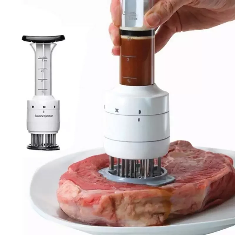 

NEW2023 2 In 1 Meat Tenderizer & Marinade Injector Barbecue Seasoning Sauce Injectors Kitchen Tools Gadgets BBQ Cooking Acce