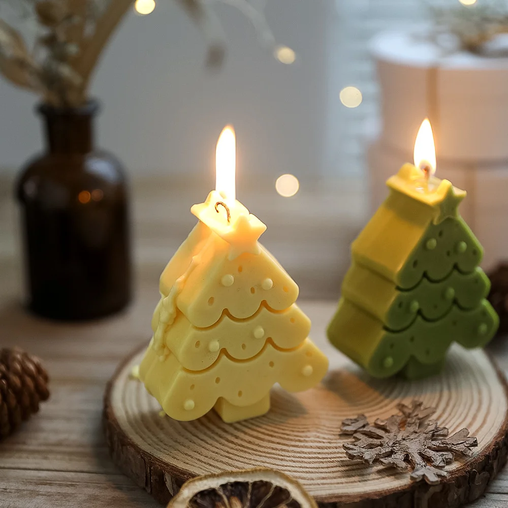 

Creative Handmade Christmas Tree Scented For Candle Decoration DIY Holiday Decorations Christmas Tree Candles Candles For Cake