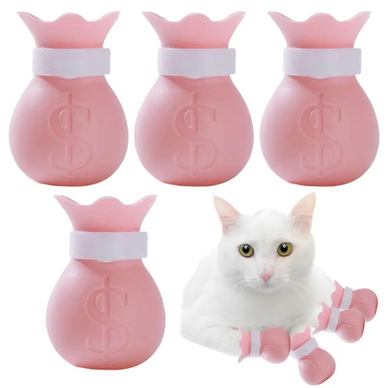 

Shoes For Cats Soft Footwear For Cats Multifunctional 4Pcs Paw Protector Silicone Covers Waterproof Rain Shoes Sock Pets Supply