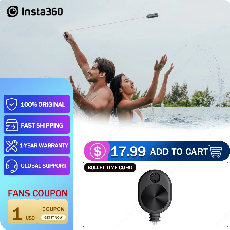 Insta360 Bullet Time Cord оригинальные аксессуары совместимы с X3 ONE RS (1 дюйм 360 исключен) X2 R X -