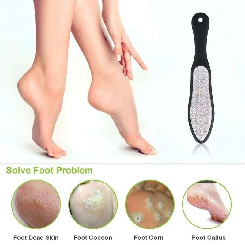 

Stainless steel double Side Foot Files Hard Skin Feet Pedicure Rasp Scrubber foot file callus remover Grinding Foot Skin Care