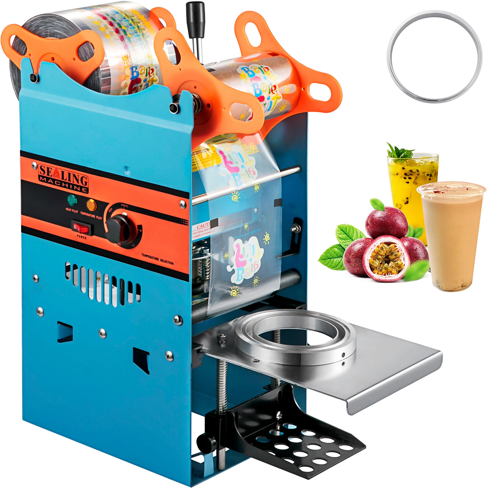

VEVOR manual sealing machine, Blue Boba sealing machine, heated bubble milk tea sealing machine