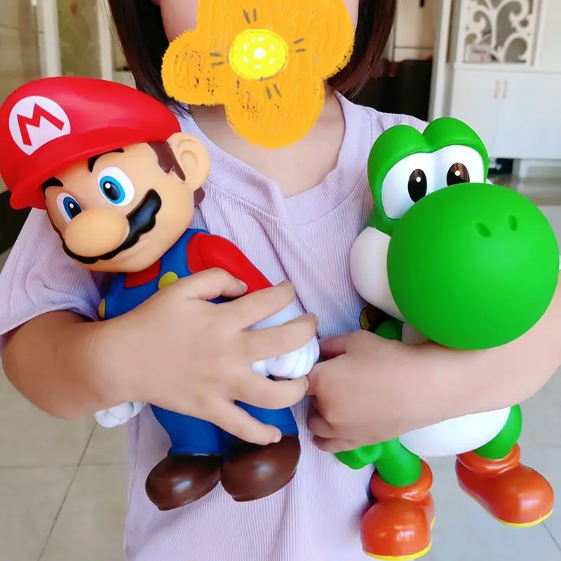 2022 New Anime Super Mario Luigi Yoshi  Bowser 23cm Figures PVC Mario Bros Toy model For kids birthday Collectible gifts