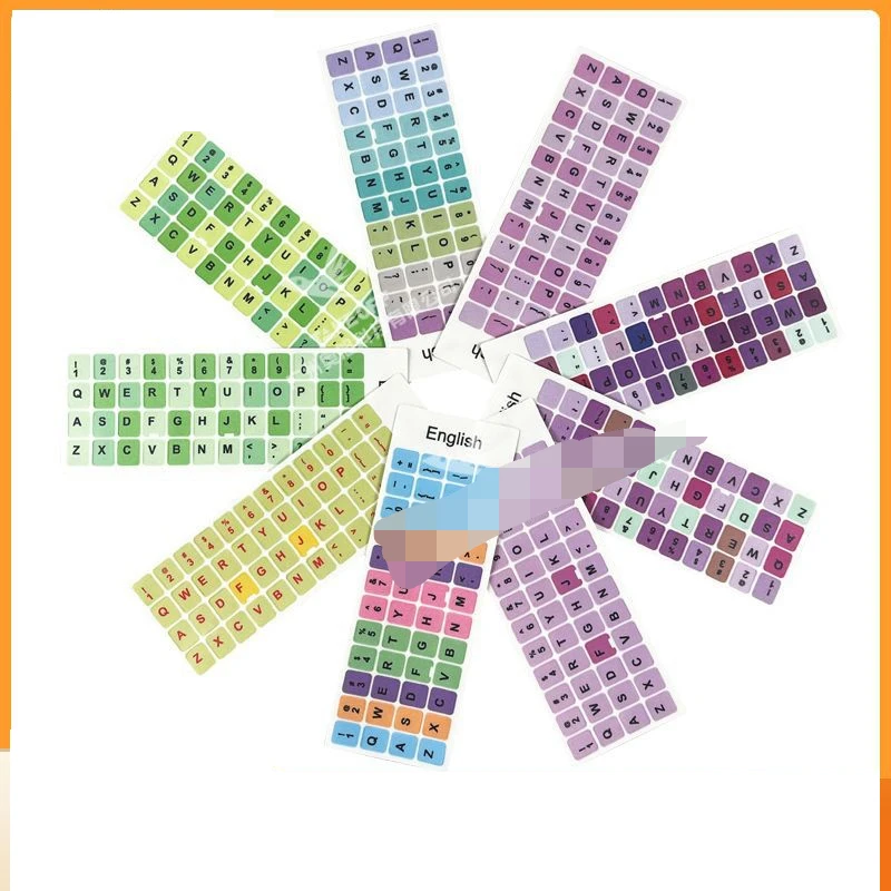 

Macaron Color Keyboard Stickers Colorful English Letter Green Purple English Letter Desktop Pc Laptop Pvc Matte Sticker