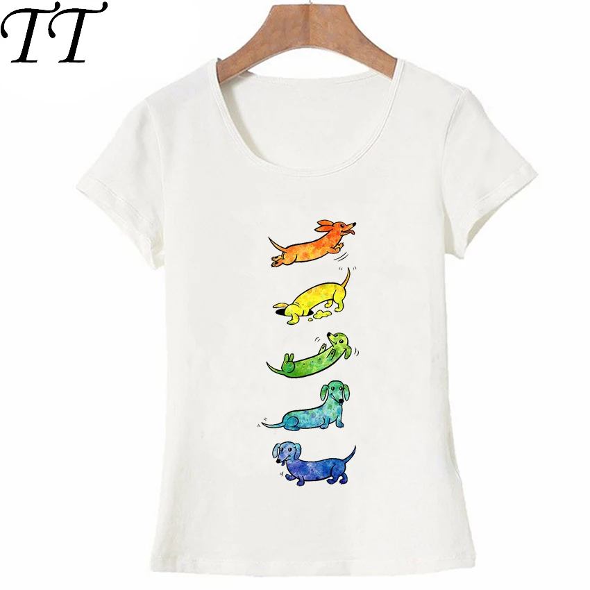 

Новая Милая объемная Акварельная художественная футболка Dachshunds, модная женская футболка, Забавный дизайн собаки, Дамская рубашка, повседне...