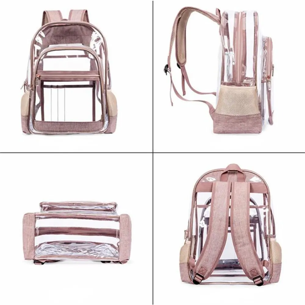 Clear Backpack, Transparent Stadium Approved Bookbag Heavy Duty See Through School Bag-Black