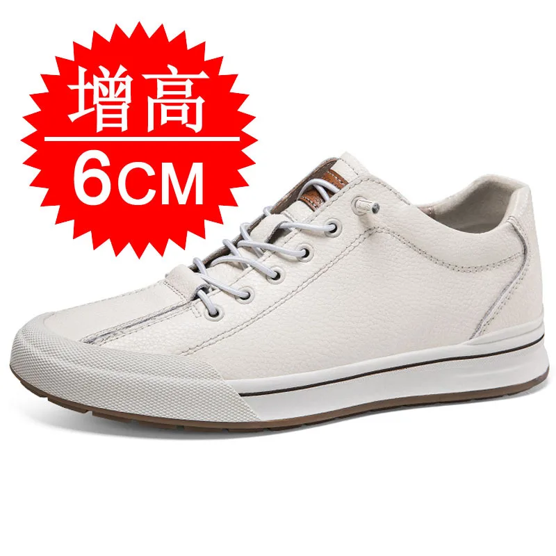Фото Elevator Shoes for Men Height Increasing Sneakers 6cm Inches Taller Leather Casual Shoes with Height Increase Shoes №2