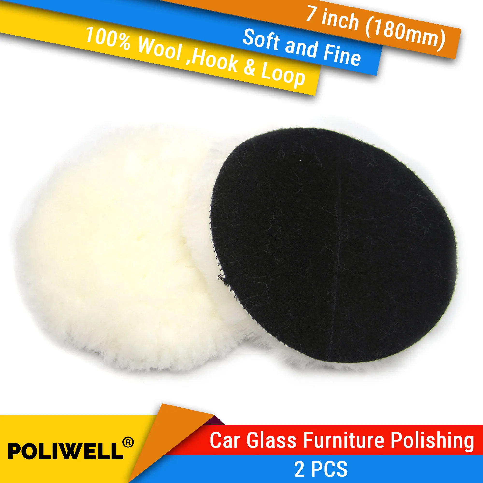 2 шт., полировальные накладки на крючок, 7 дюймов, 100% шерсть