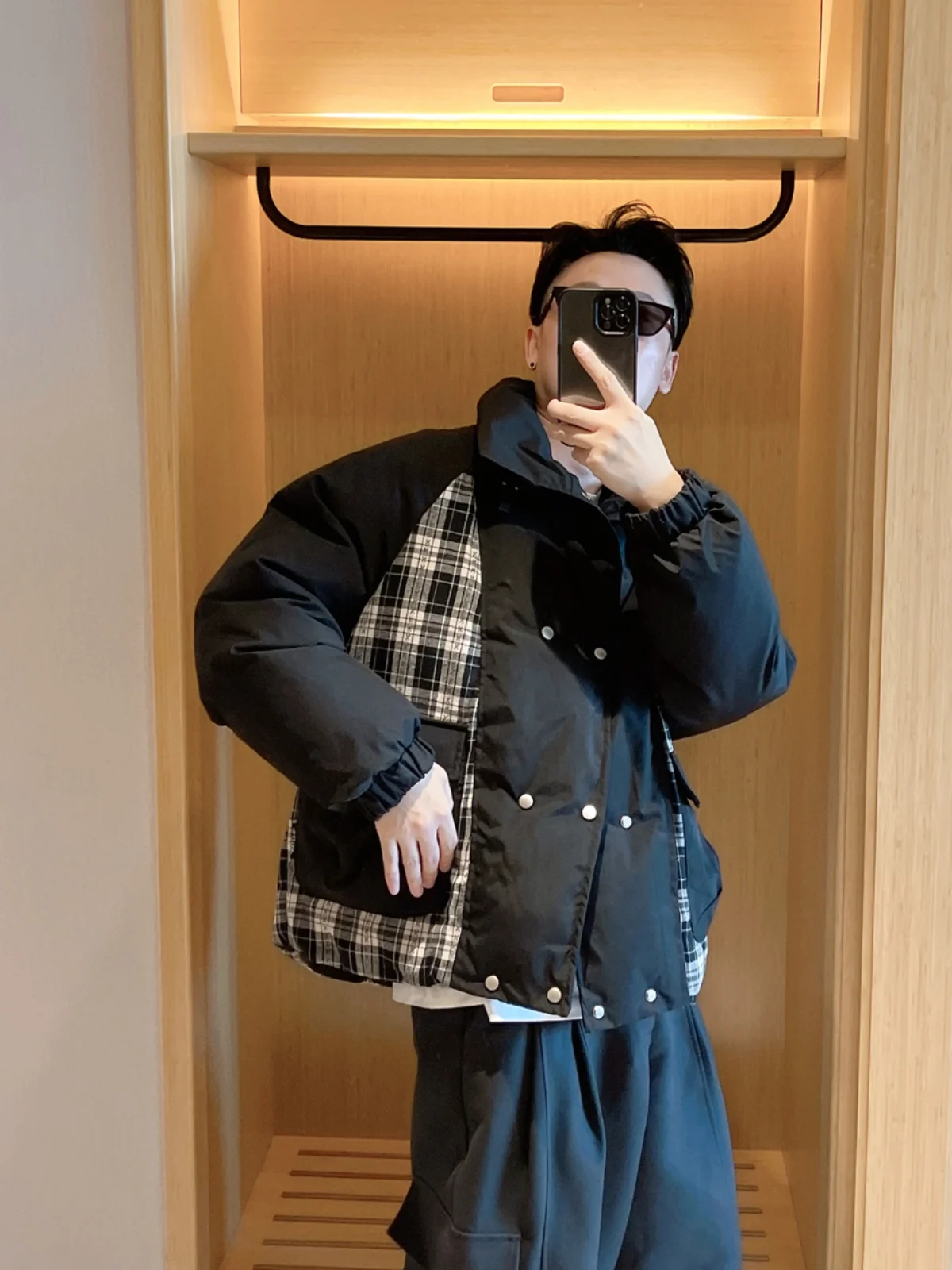 Fan Zhexian новинка зимы 2024 американская винтажная лоскутная куртка с