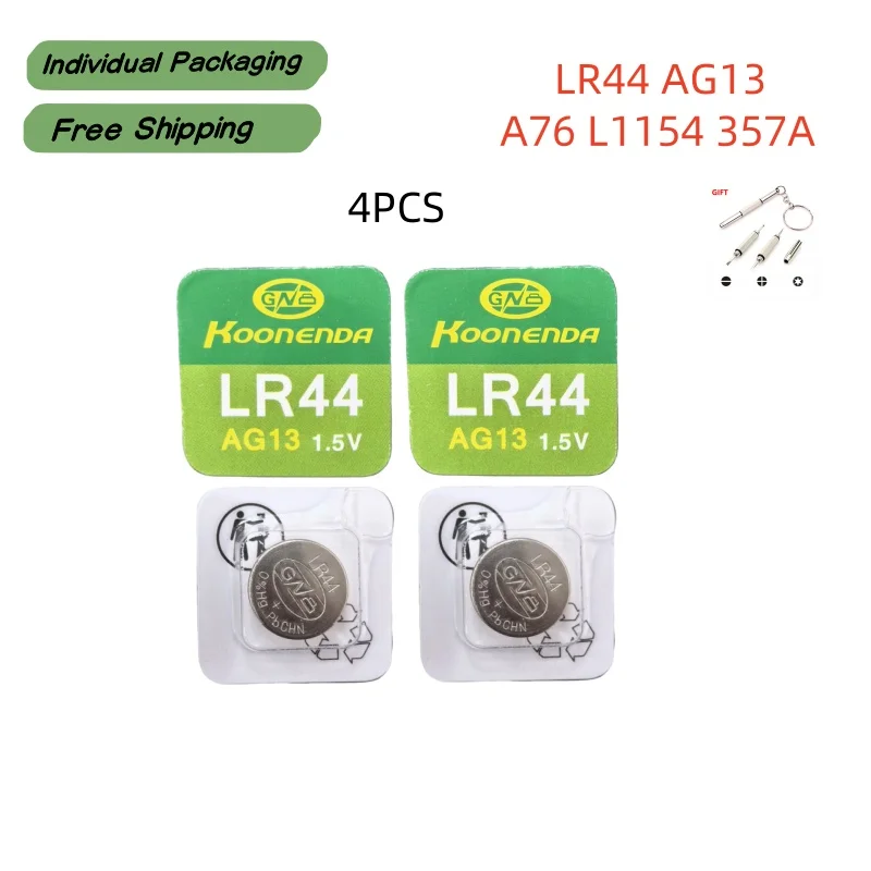 Фото Батарейка-таблетка LR44 1.5V 160mAH AG13 A76 357 303 SR44W, щелочная, для часов, игрушек, весов, термометров, AG 13 №3
