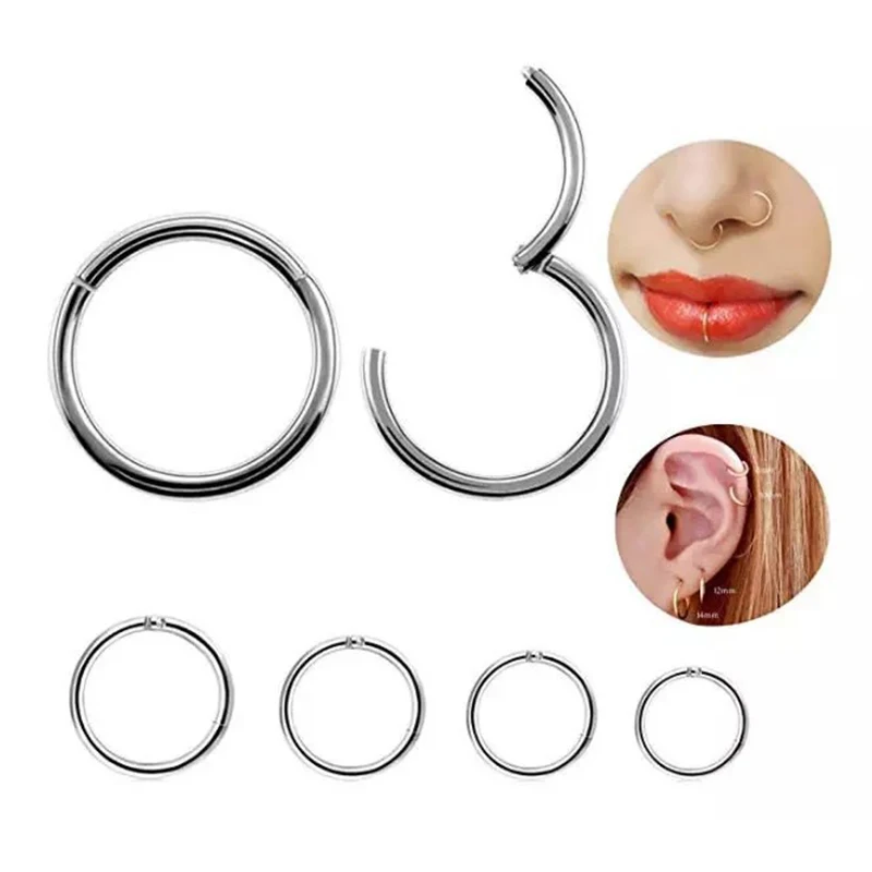 1PC Хірургічна сталь Tornito Nose Clicker 16G 18G Перегородка Пірсинг Clicker Вушний хрящ Пірсинг Сережка Helix Septum Cliker Ring