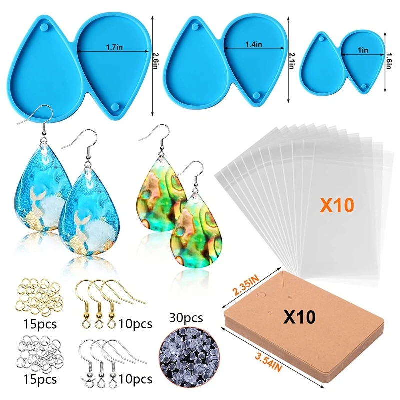 

Женские серьги-капельки с эпоксидной смолой