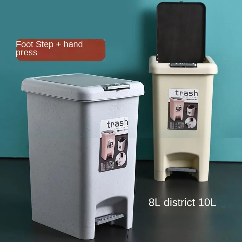 

Foot Trash Can with Cover Household Toilet Kitchen Toilet Narrow Bedroom Large Paper Basket Foot Trash Can Housewear Furnishings