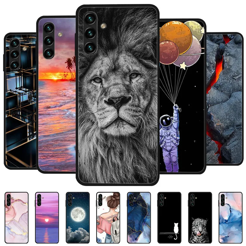 Чехол для Samsung A13 2022 силиконовый мягкий мраморный черный бампер Funda Coque Galaxy 5G 4G SM-A136U