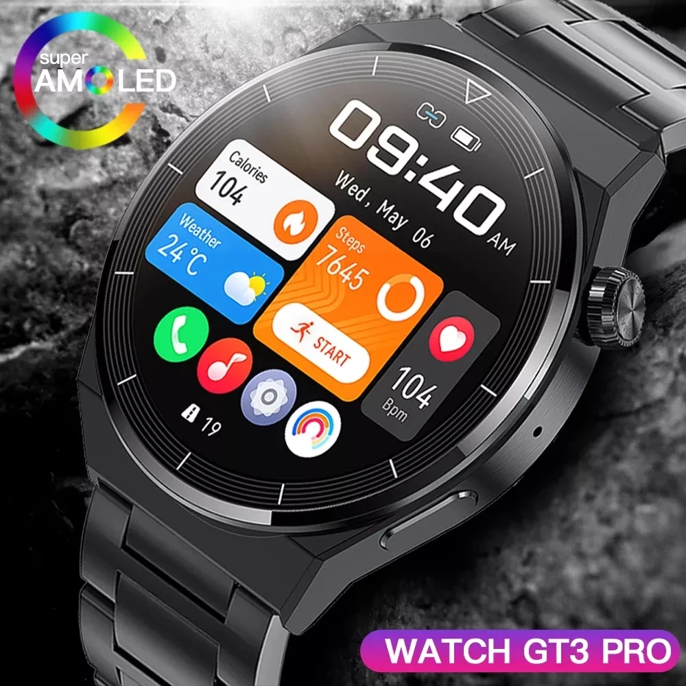 

Новинка 2023, мужские Смарт-часы GT3 Pro AMOLED с индивидуальным циферблатом, ответ на вызов, спортивный фитнес-трекер, мужские водонепроницаемые Смарт-часы для часов Huawei