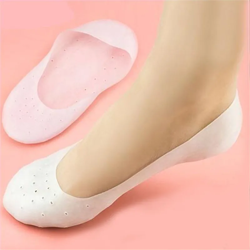 

1Pair Gel Sock Silicone Foot Care Tool Feet Protector Pain Relief Crack Prevention Moisturize Dead Skin Removal Sock With Hole
