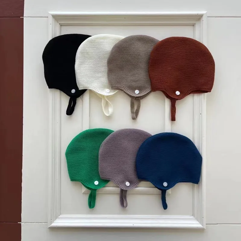 

2023 Spring New Baby Knit Hat Adjustable Kids Beanies Soft Baby Bonnet Cap Newborn Photography Props Baby Girl Kids Hat