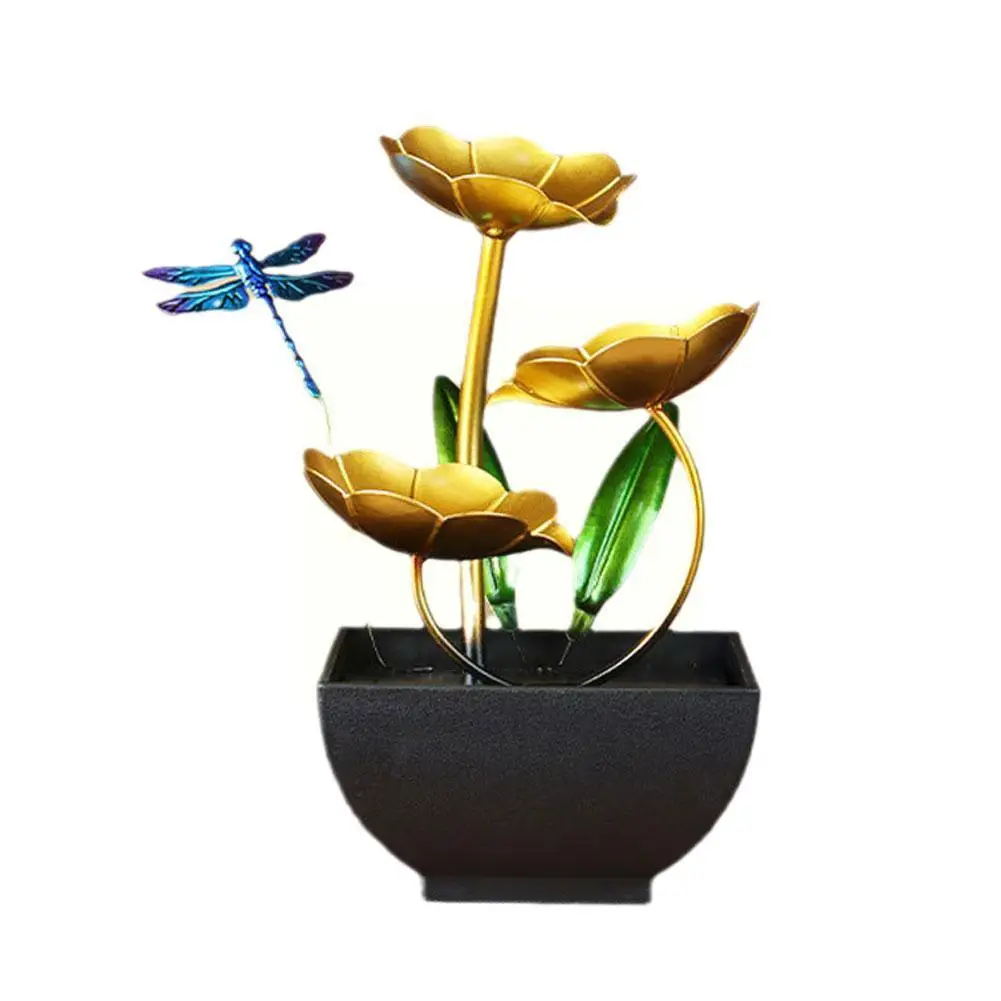 

Water Fountain Decoration Waterfall Fountain Tabletop Leaf Dragonfly Water Indoor Shui Pump Feng Water Flowing Fountain Iro I0R1