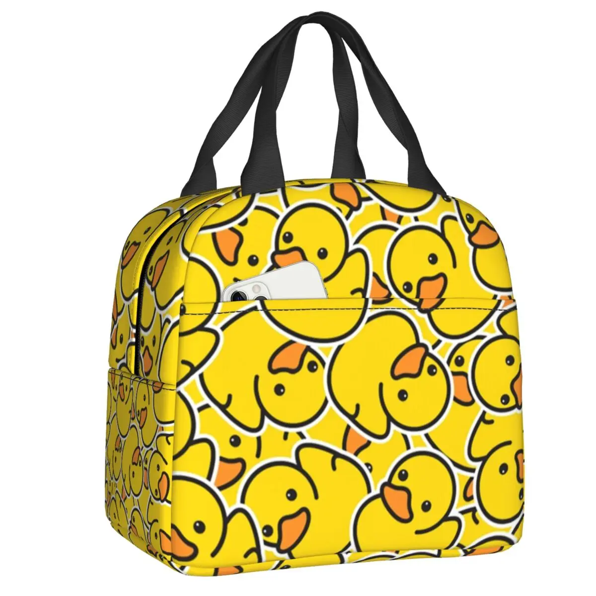Custom Yellow Classic Rubber Duck Gothic Lunch Bag Women Warm Cooler Insulated Lunch Boxes for Student School lunchbag