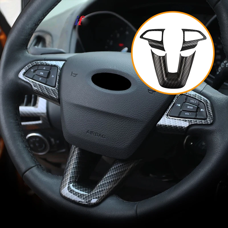 

3 Pcs/Set Car Interior Steering Wheel Protection Trim Sticker For Ford Focus 2015 2016 2017 2018 Auto Interior Accessories Style