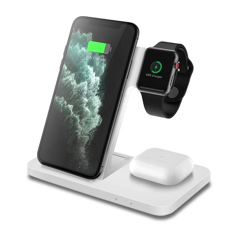 

15W 3 in 1 Qi Wireless Charger for iPhone 13 12 11 Pro XS XR X Fast Charging Dock Station For Apple Watch SE 6 5 4 3 AirPods Pro