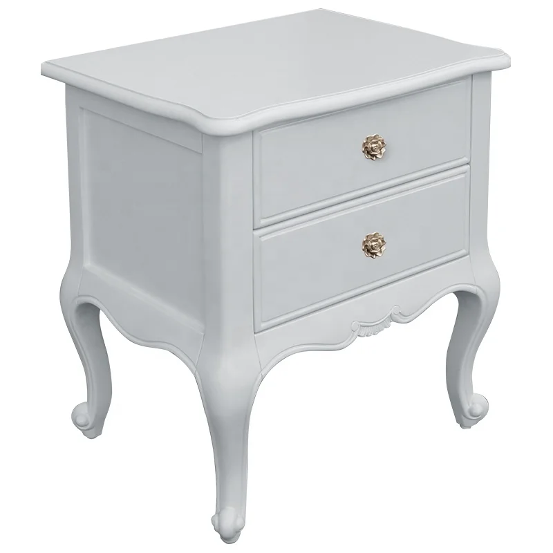 French Baroque Style MDF Bedside Table with 2 Drawer Nightstand Bedroom Furniture Wooden Home home Antique |