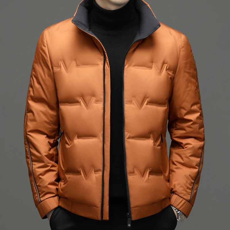 Top Grade Men's Winter 90% White Duck Down Jacket 2022 New Men Fashion Short Slim Fit Ultra Lightweight Warm Coat Brand Clothing