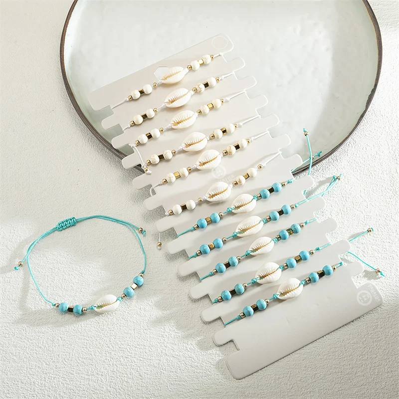 Новый 12 шт./лот набор браслетов в виде ракушки морской звезды плетеных женский