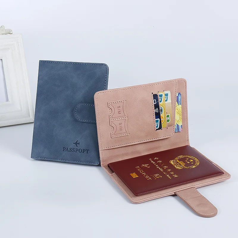 

Passport Cover for Women and Men PU Leather Solid Color RFID Passport Holder Card Storage
