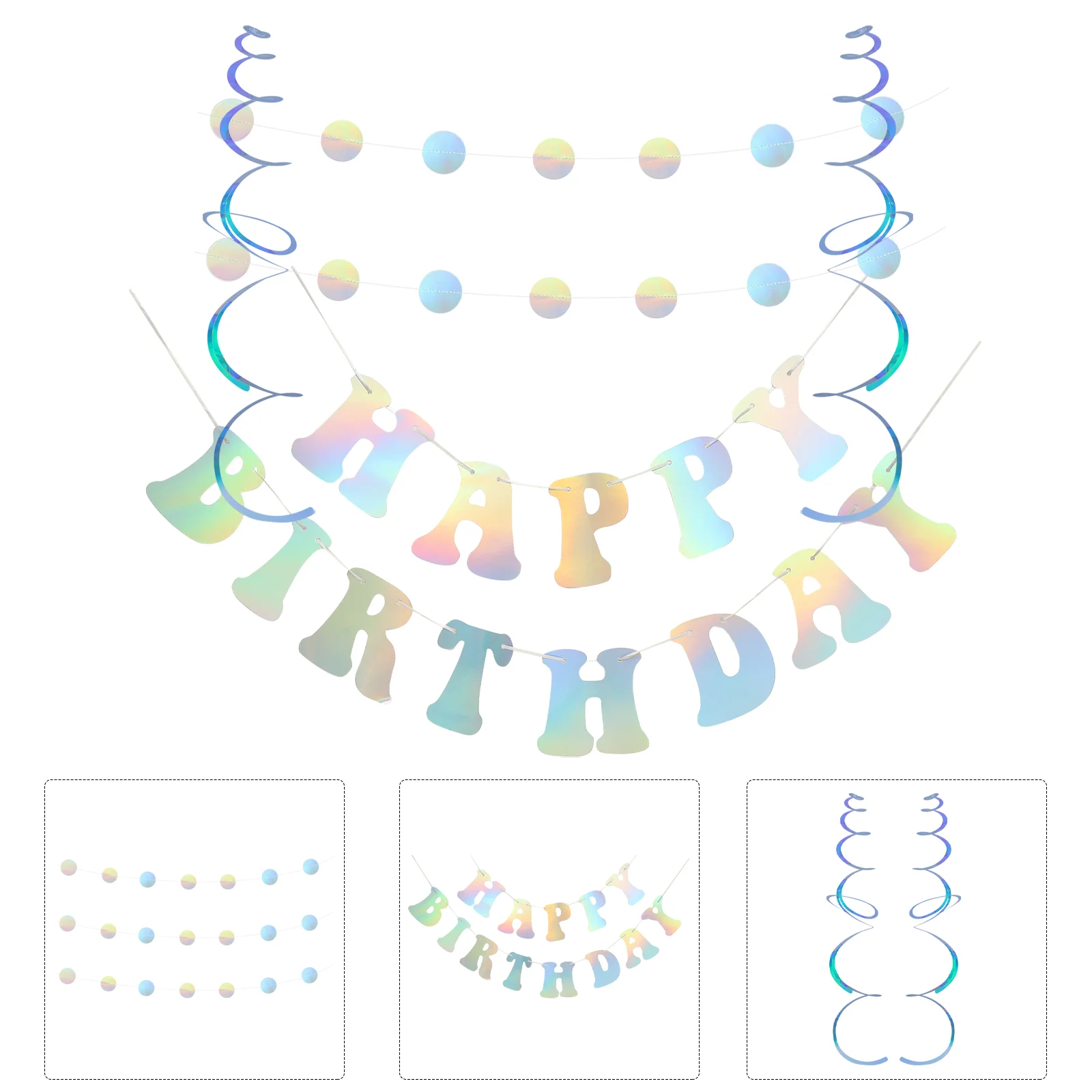 

1 Set Party Favor Birthday Banner Paper Birthday Banner Hanging Swirls Streamer Birthday Bunting Banner Circle Dot Garland