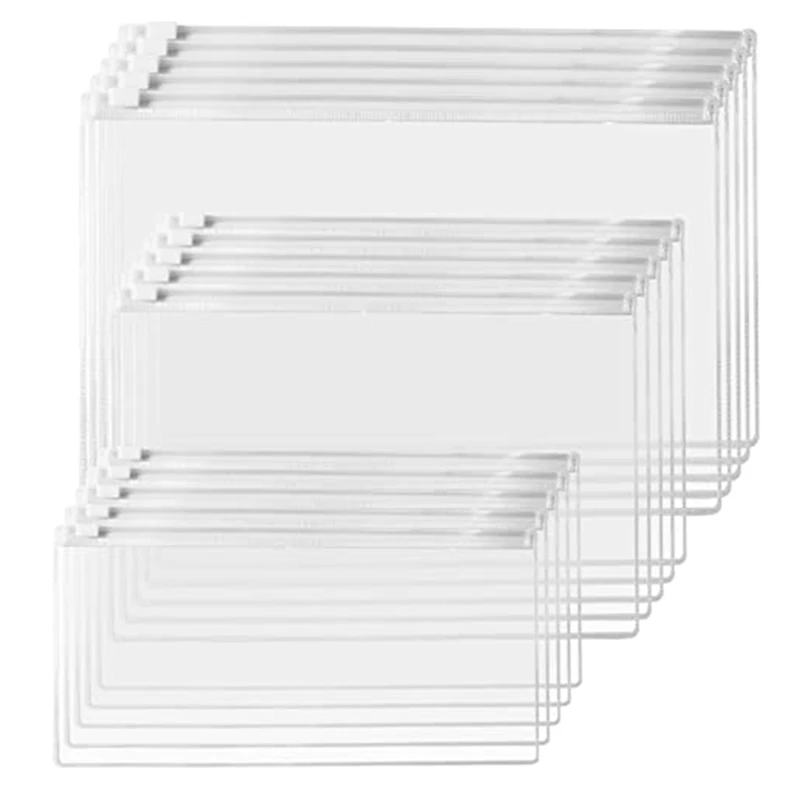 

Plastic Envelopes With Zipper,Letter Size Clear File Folder 15 Pack Document Folders Filing Envelopes With Zip For Paper