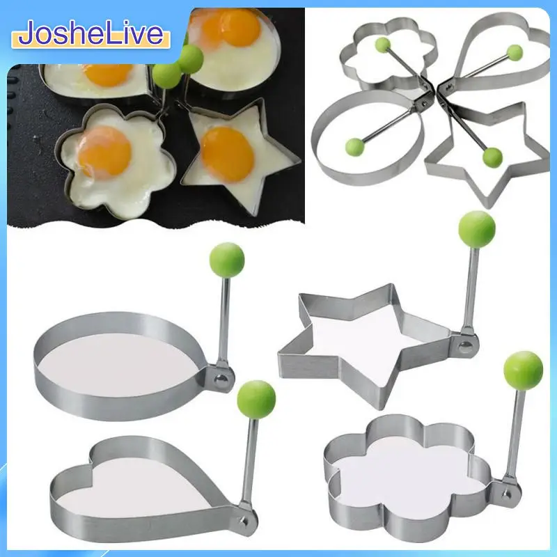 

Форма для яиц из нержавеющей стали, форма в форме сердца, звезды, цветка, 1 шт., форма для жарки яиц, формирователь яиц с пятиконечными острыми ...