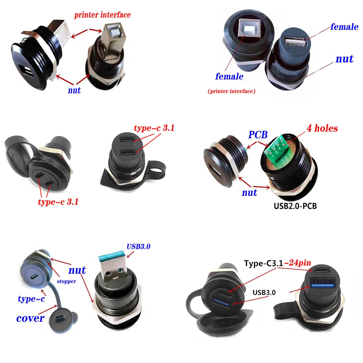 2 шт. металлический круглый разъем типа D для подключения к сети