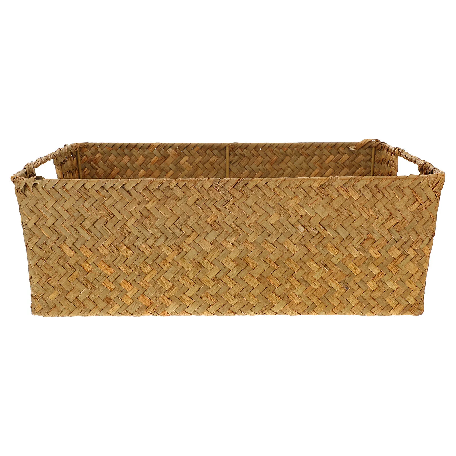 

Plastic Organizer Bins Snack Bowl Handmade Seaweed Kelp Handwoven Rectangular Basket Straw Storage Child