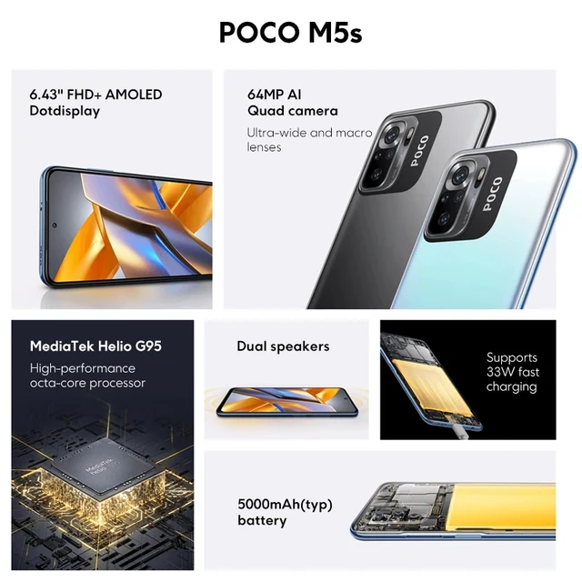 POCO M5s Global Version 64GB/128GB Smartphone 64MP Quad Camera 6.43 2