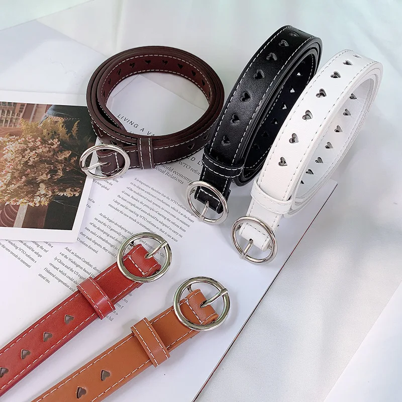 

Belt Female Student Korean Version Versatile Love Full Hole Fashion Personality Jeans Belt Female