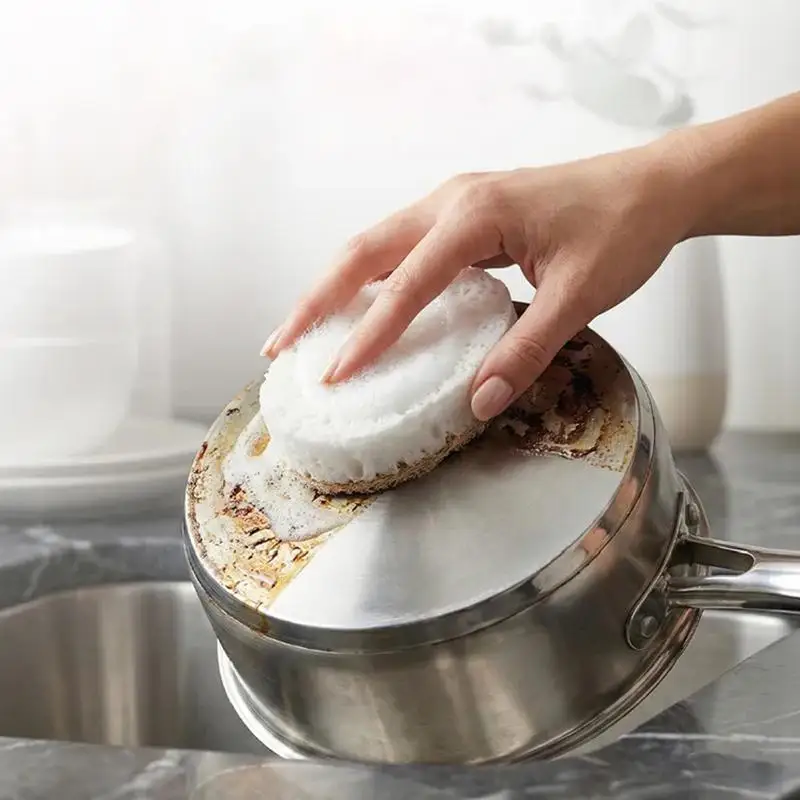 Фото 5-30 шт. Губка-мочалка из люфы для мытья посуды, многоразовая, экологичная, для удаления жирных пятен, с веревкой для подвешивания, для уборки на кухне №4